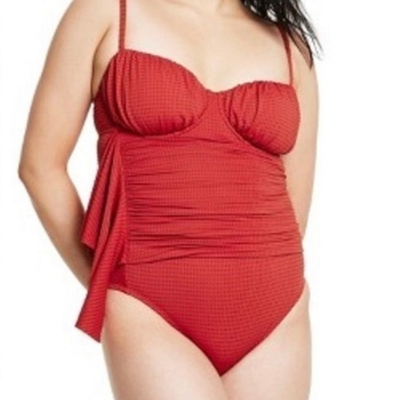 🛍️RHODE X TARGET embossed dot ruched one piece swimsuit size XXL 16 - Picture 1 of 8